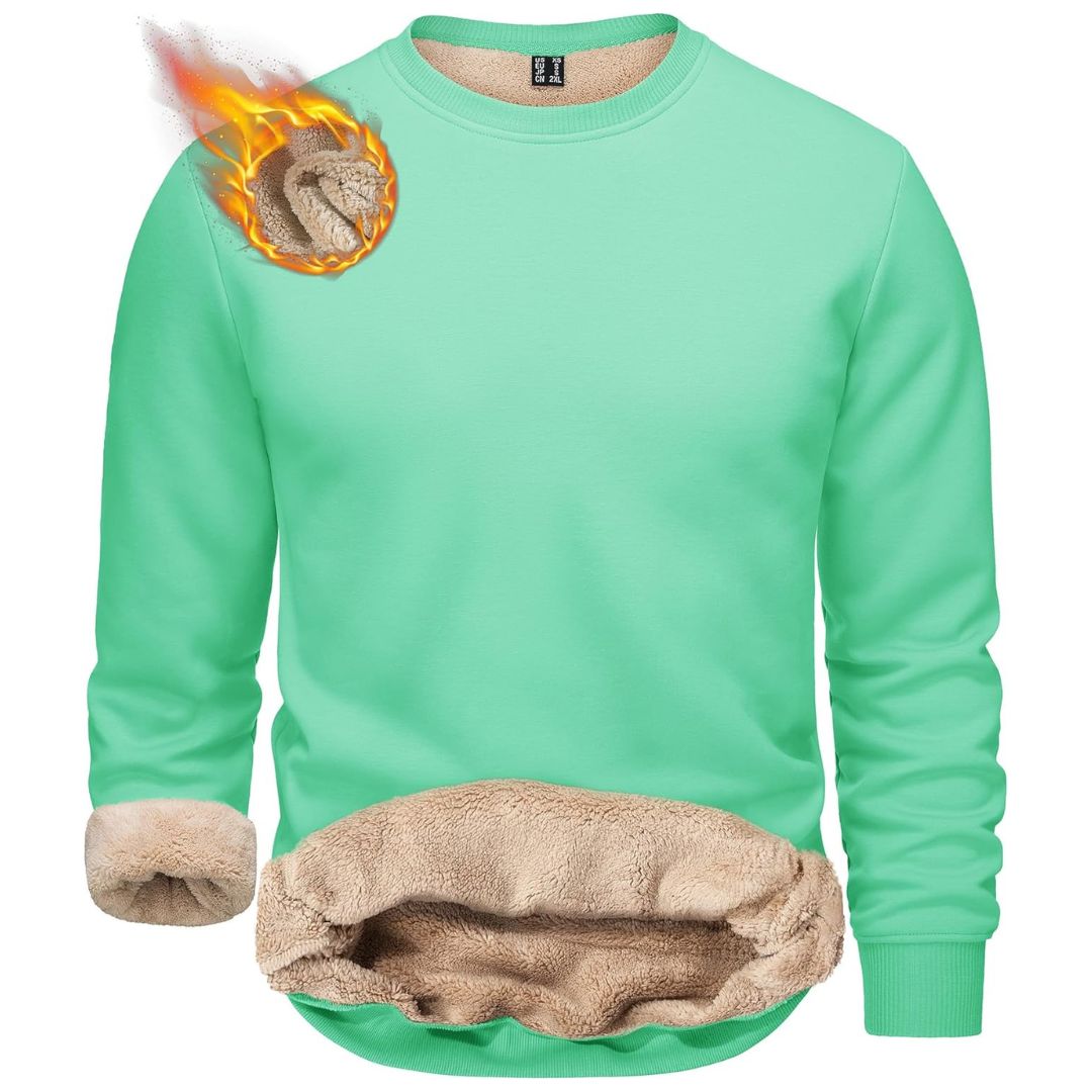 Men's Sherpa Lined Sweatshirt Warm Heavyweight Fleece Pullover