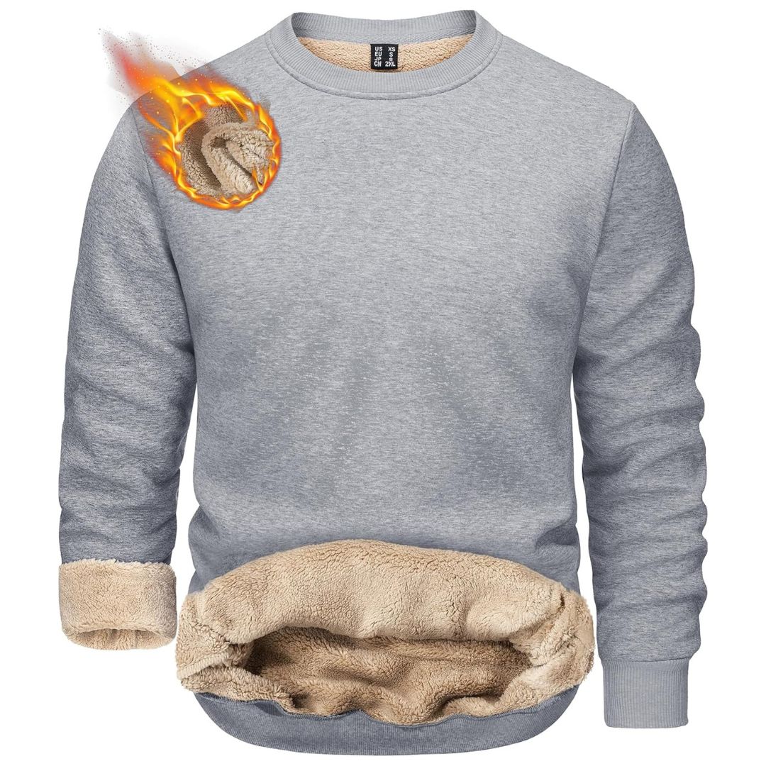Men's Sherpa Lined Sweatshirt Warm Heavyweight Fleece Pullover