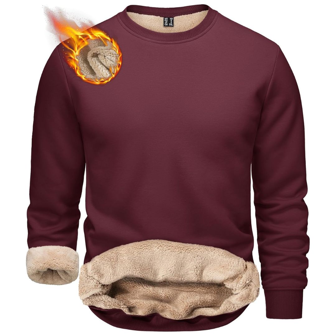 Men's Sherpa Lined Sweatshirt Warm Heavyweight Fleece Pullover