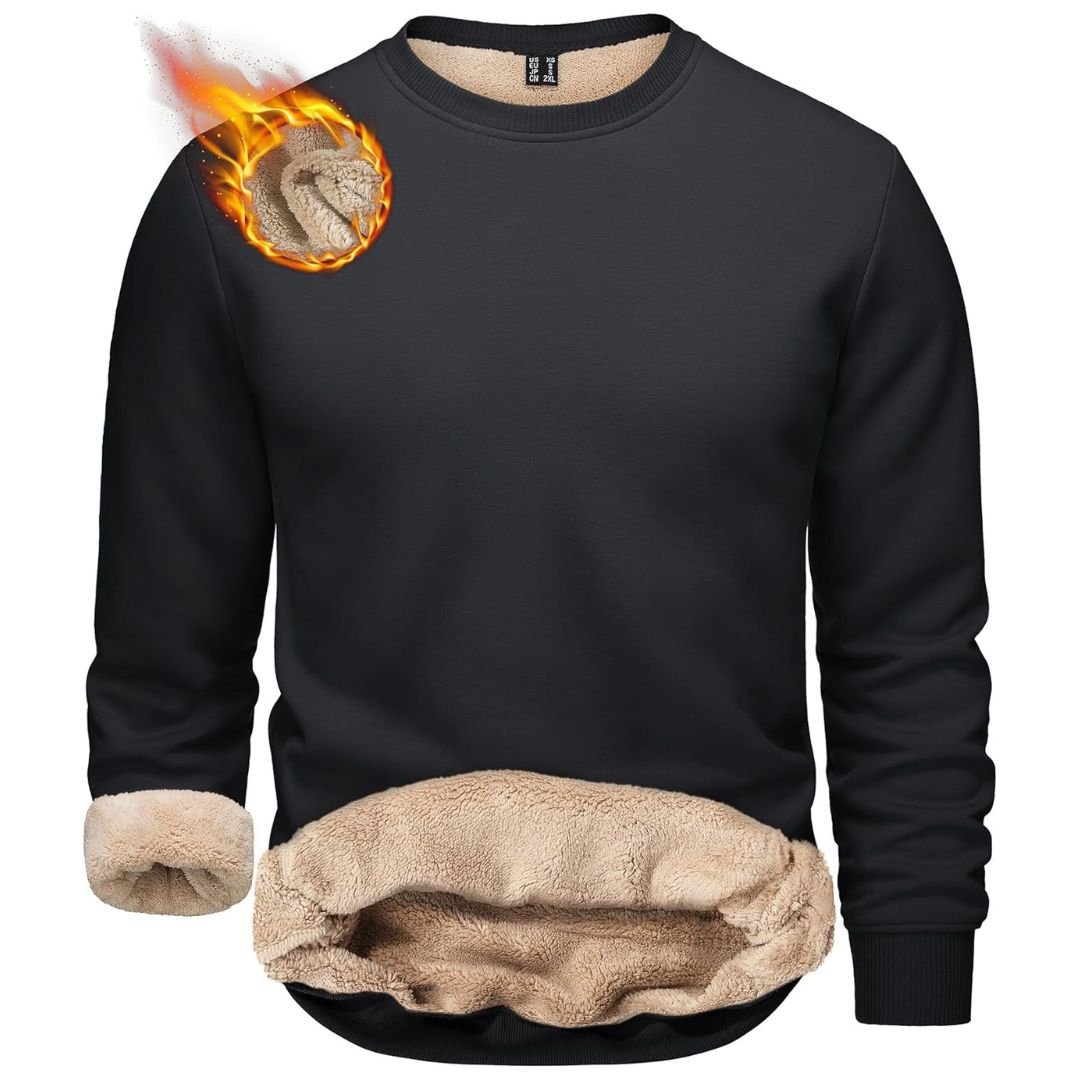 Men's Sherpa Lined Sweatshirt Warm Heavyweight Fleece Pullover