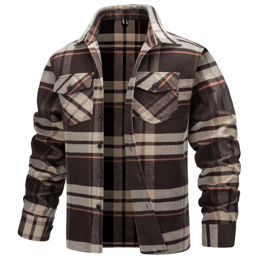 Men's Brushed Fleece Flannel Jacket | Warm Casual Shirt