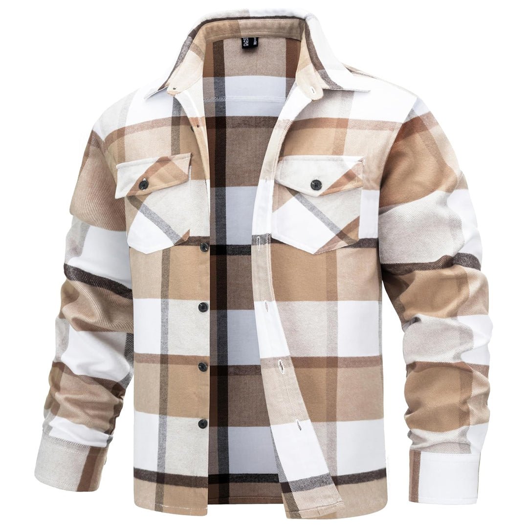 Men's Brushed Fleece Flannel Jacket | Warm Casual Shirt