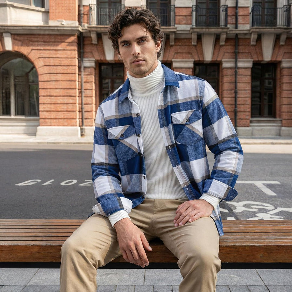 Men's Brushed Fleece Flannel Jacket | Warm Casual Shirt