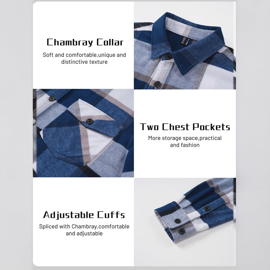 Men's Brushed Fleece Flannel Jacket | Warm Casual Shirt