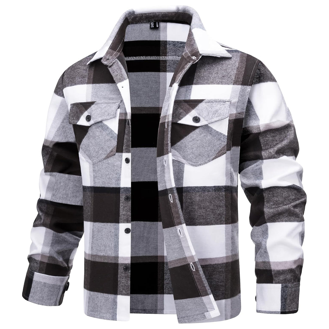 Men's Brushed Fleece Flannel Jacket | Warm Casual Shirt