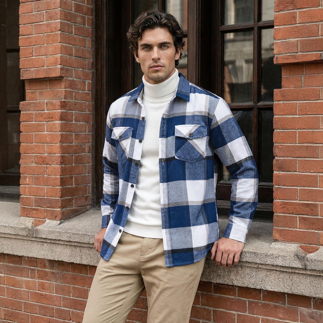 Men's Brushed Fleece Flannel Jacket | Warm Casual Shirt