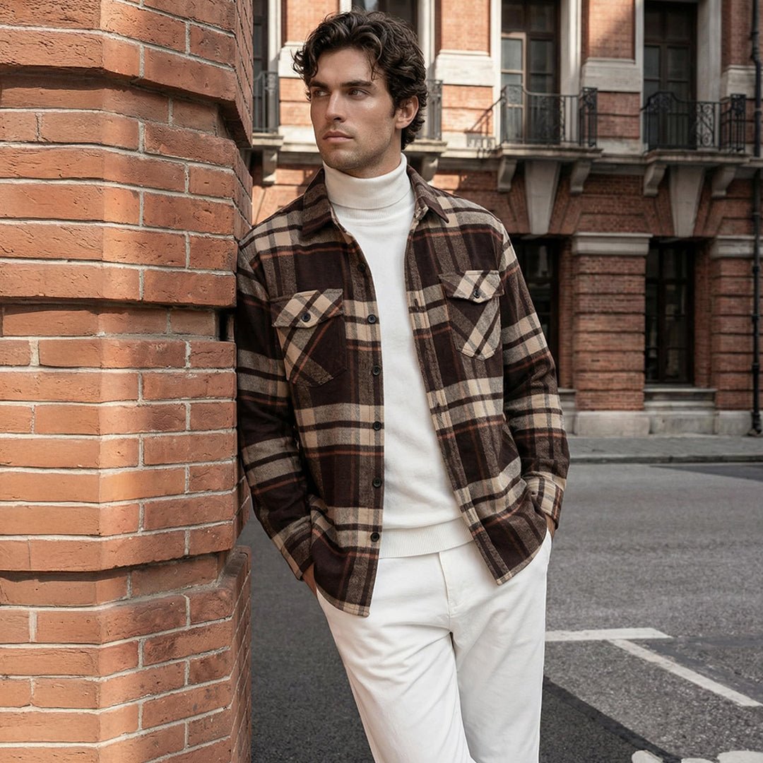Men's Brushed Fleece Flannel Jacket | Warm Casual Shirt