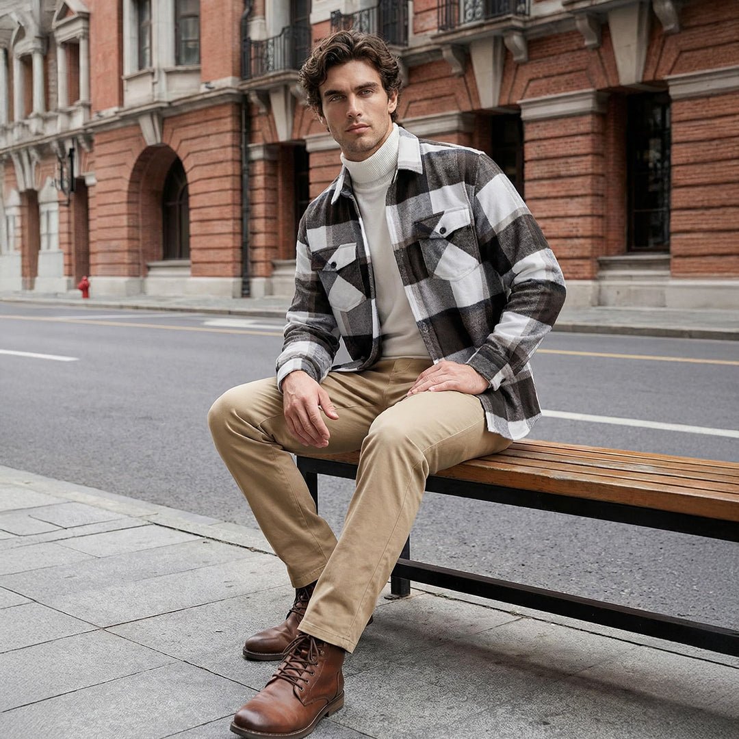 Men's Brushed Fleece Flannel Jacket | Warm Casual Shirt