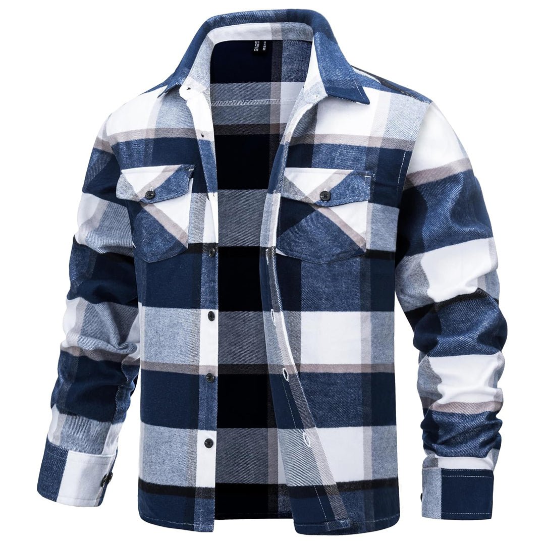 Men's Brushed Fleece Flannel Jacket | Warm Casual Shirt