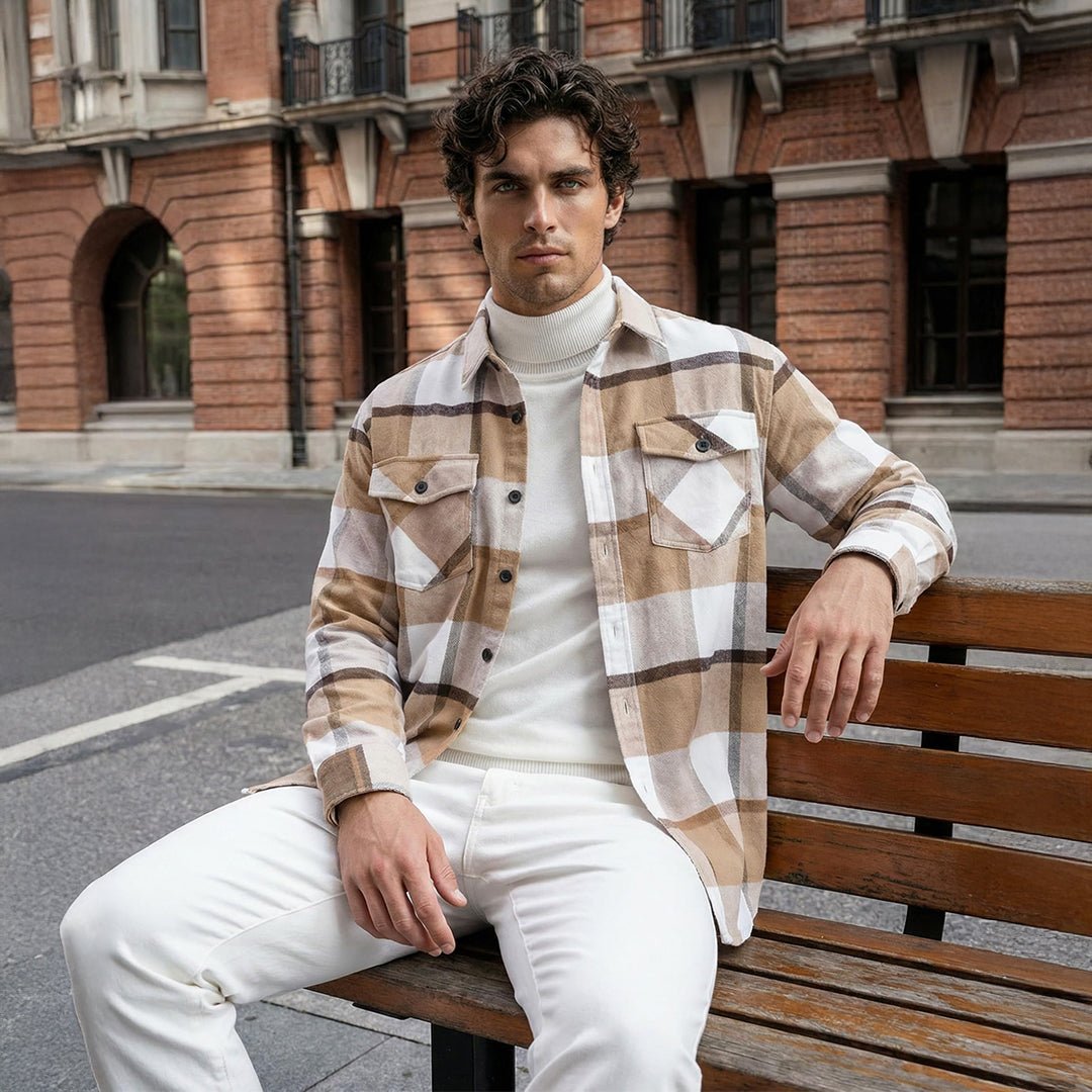 Men's Brushed Fleece Flannel Jacket | Warm Casual Shirt