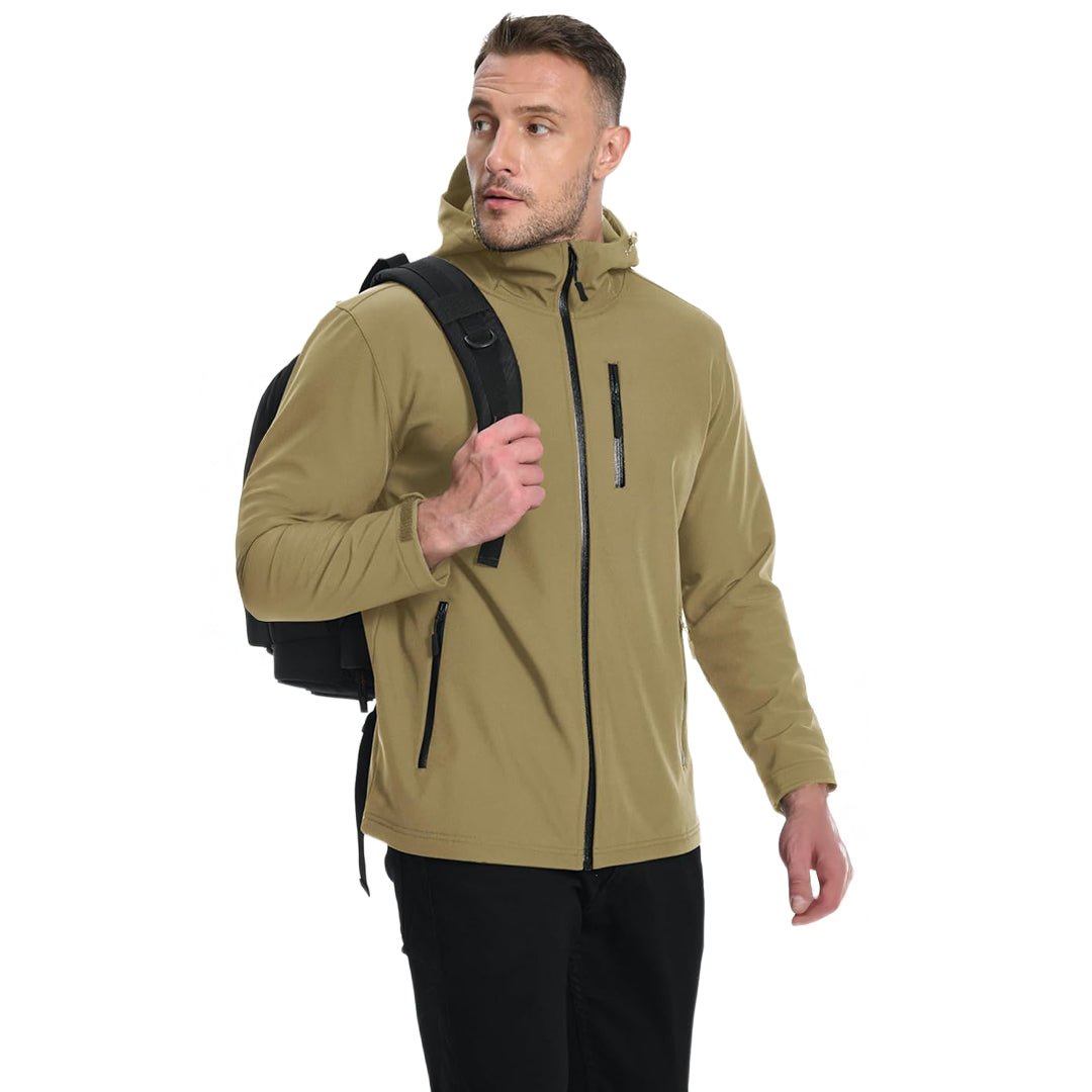 Mens Waterproof Fleece Lined Softshell Outdoor Jacket