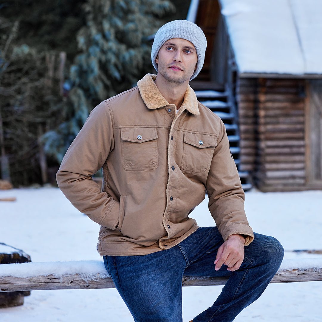 Men's Cotton Sherpa Lined Cargo Jacket | Casual Winter Coat