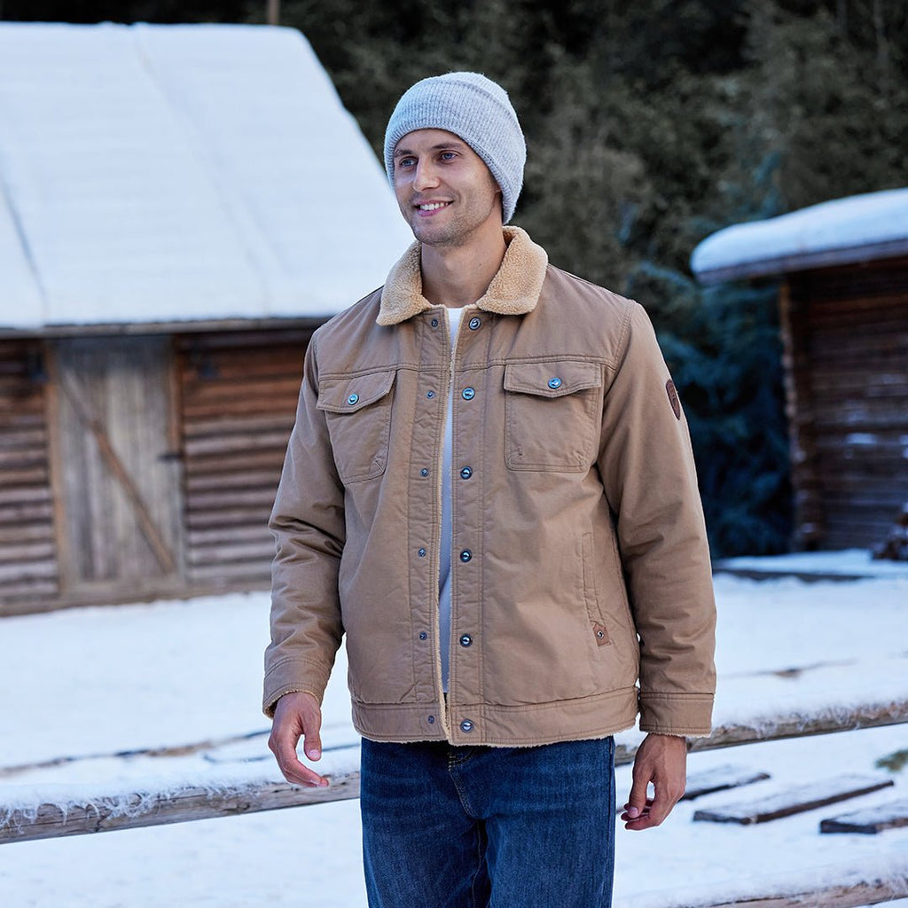 Men's Cotton Sherpa Lined Cargo Jacket | Casual Winter Coat
