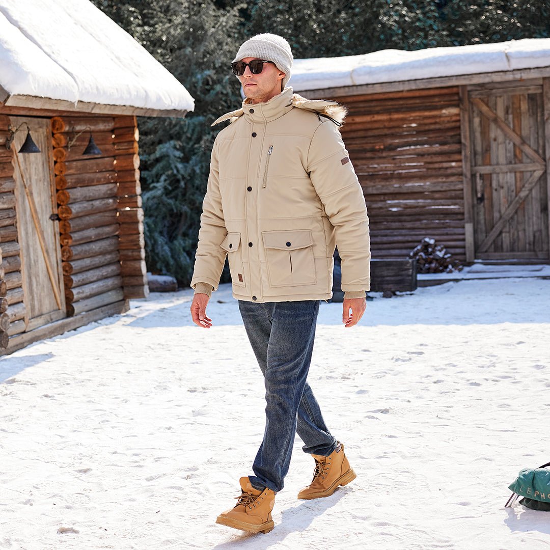 Men's Winter Jacket with Hood Water Repellent Windproof Coat