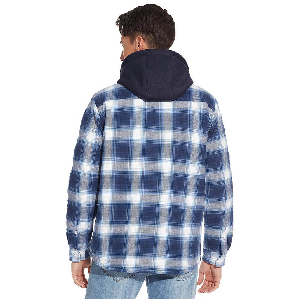 Men's Quilted Lined Thick Hooded Zip Up Flannel Jacket