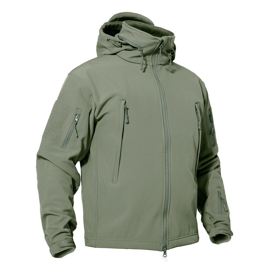 Men's Softshell Concealed Hooded Tactical Fleece Jacket