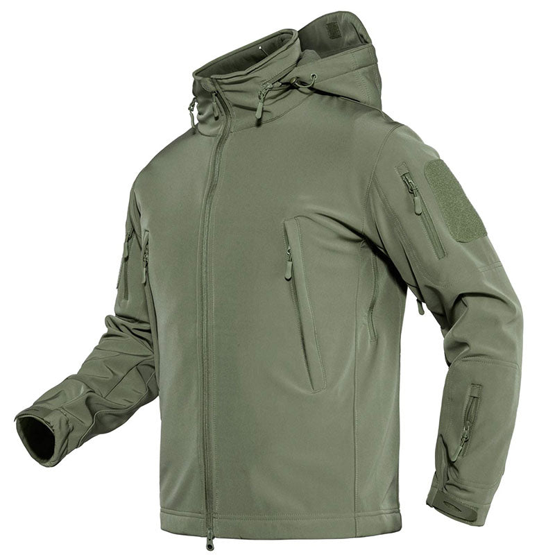 Men's Softshell Concealed Hooded Tactical Fleece Jacket