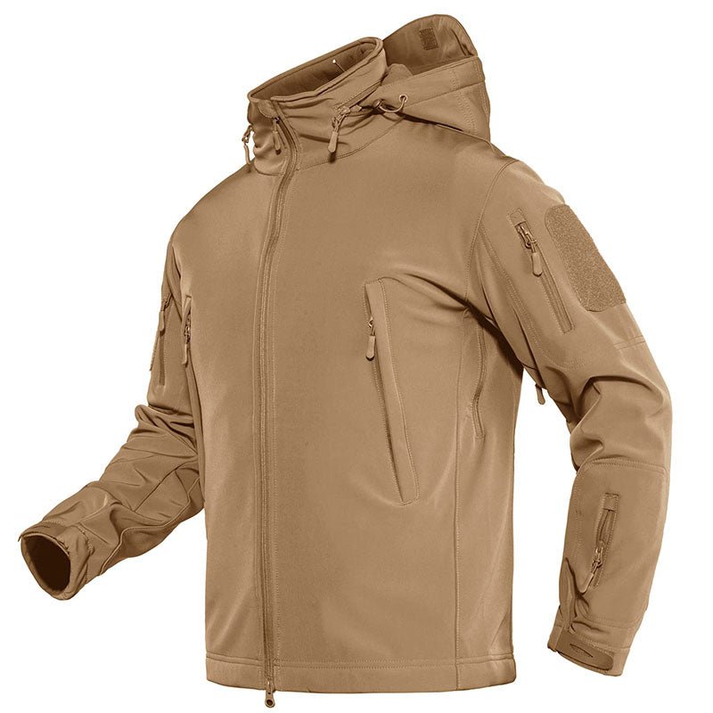 Men's Softshell Concealed Hooded Tactical Fleece Jacket