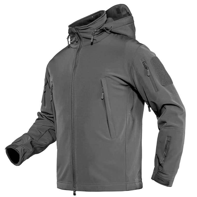 Men's Softshell Concealed Hooded Tactical Fleece Jacket