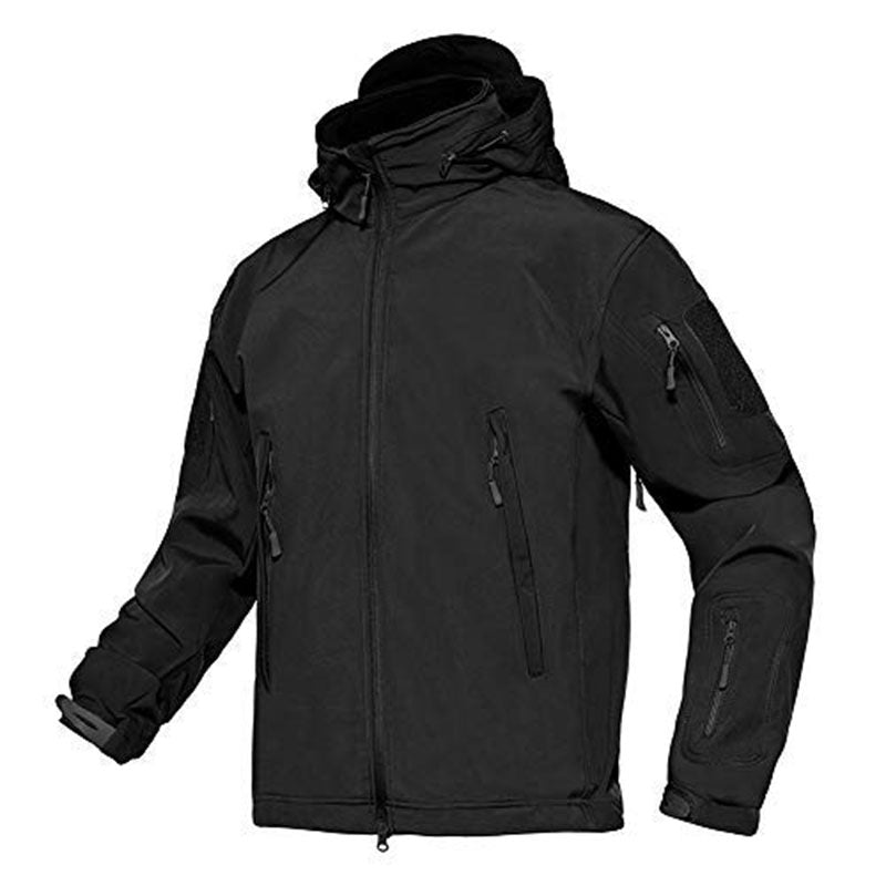 Men's Softshell Concealed Hooded Tactical Fleece Jacket