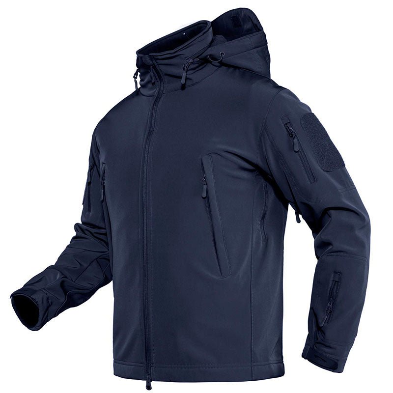 Men's Softshell Concealed Hooded Tactical Fleece Jacket
