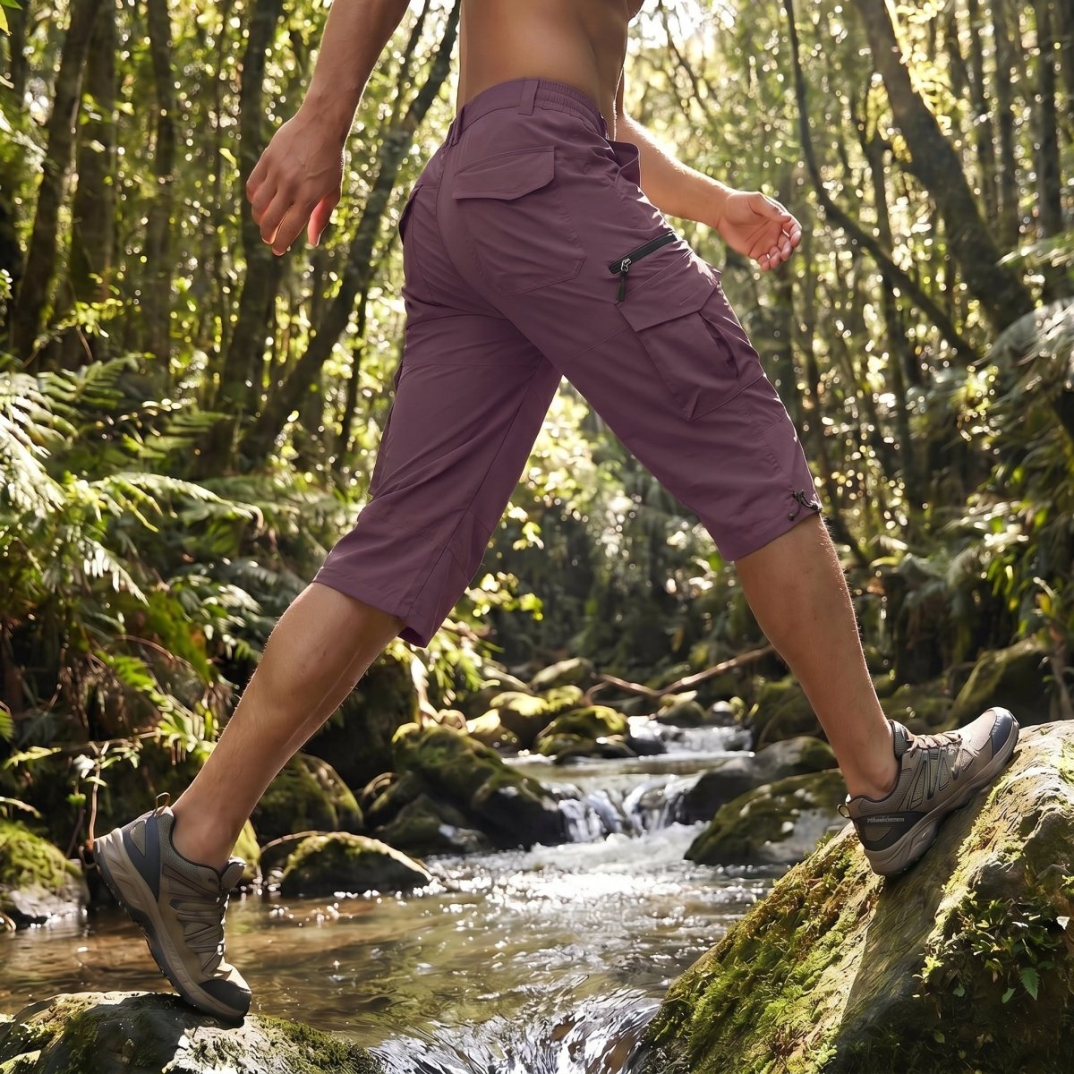 Mens Hiking Shorts 3/4 Quick Dry Cargo Shorts