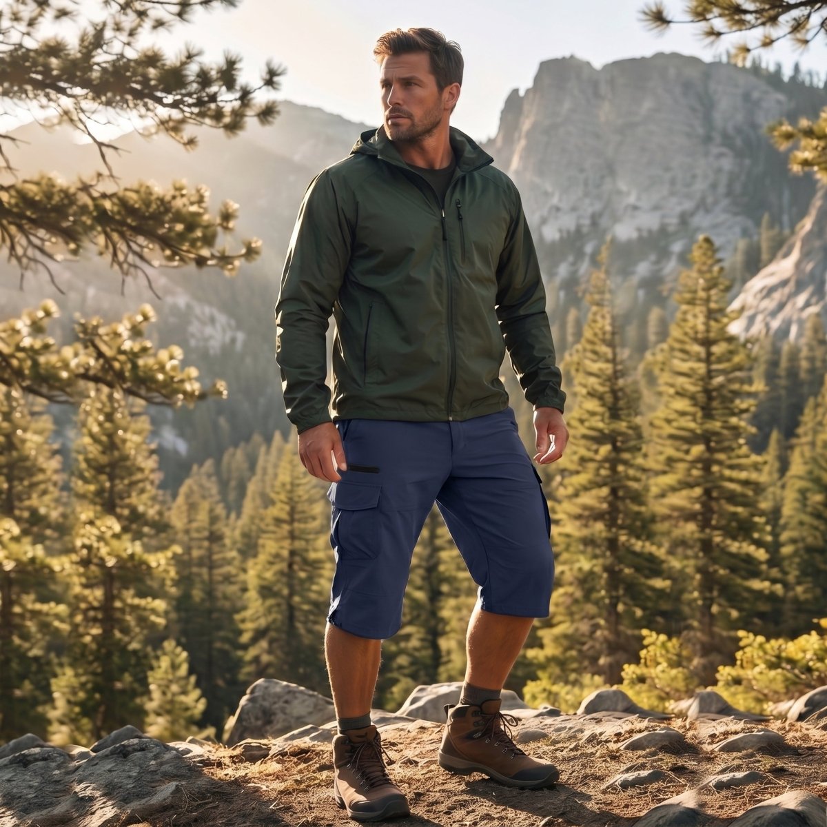 Mens Hiking Shorts 3/4 Quick Dry Cargo Shorts
