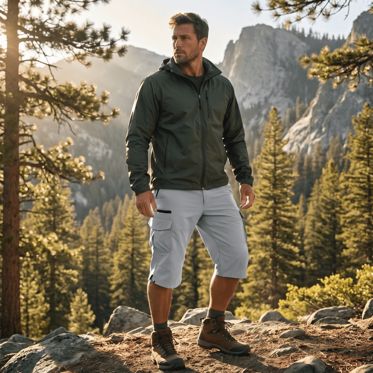 Mens Hiking Shorts 3/4 Quick Dry Cargo Shorts