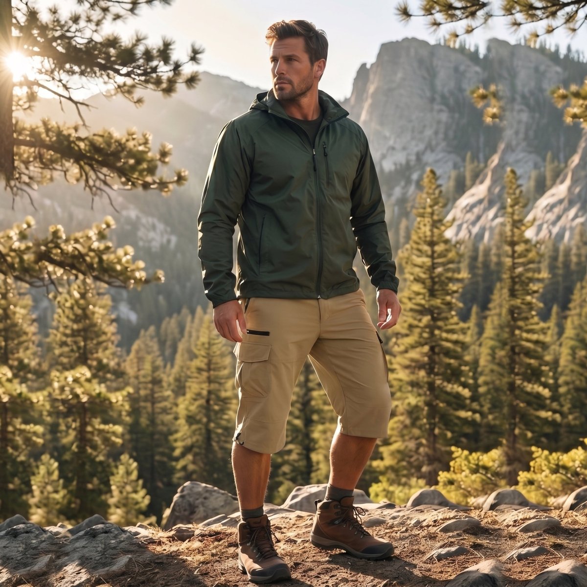 Mens Hiking Shorts 3/4 Quick Dry Cargo Shorts