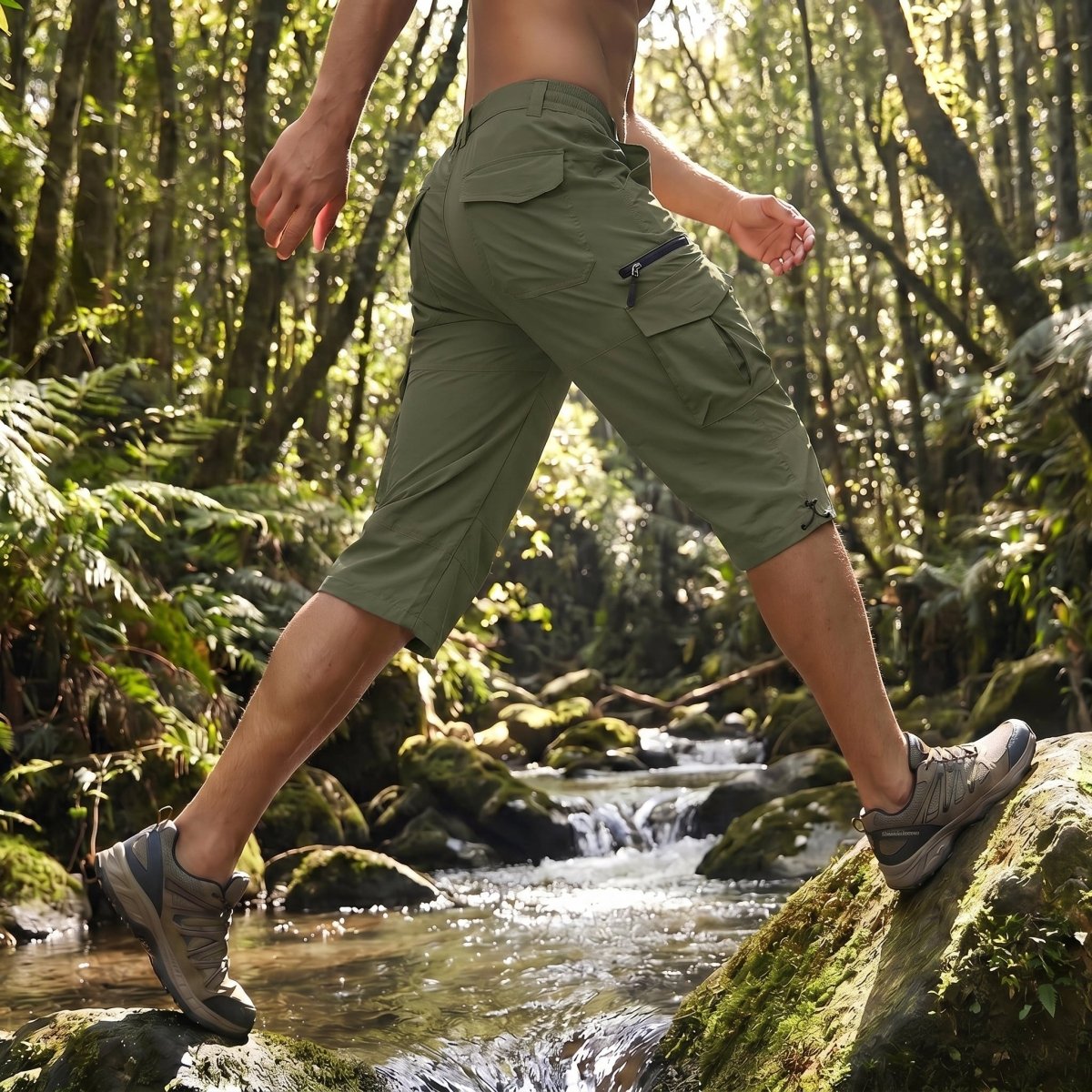 Mens Hiking Shorts 3/4 Quick Dry Cargo Shorts