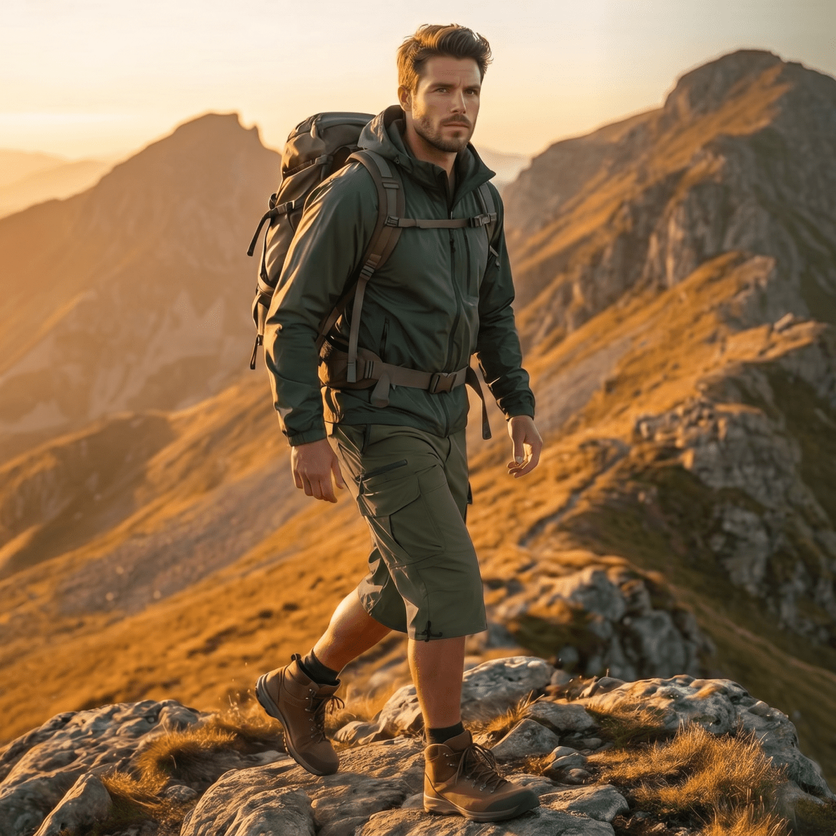 Mens Hiking Shorts 3/4 Quick Dry Cargo Shorts