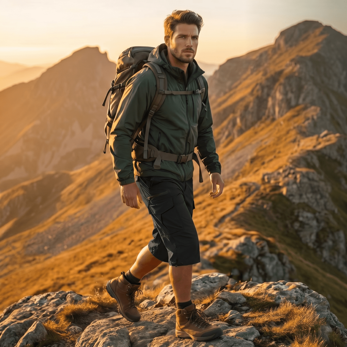 Mens Hiking Shorts 3/4 Quick Dry Cargo Shorts