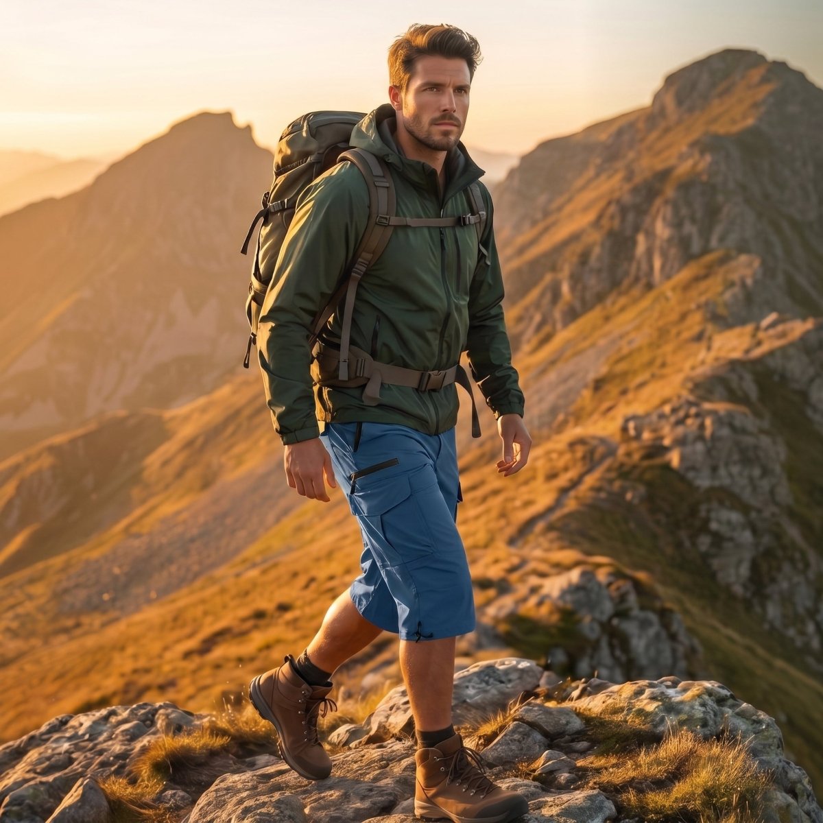 Mens Hiking Shorts 3/4 Quick Dry Cargo Shorts