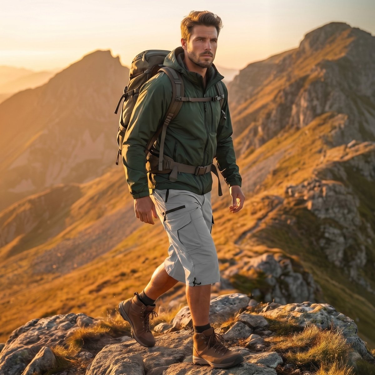 Mens Hiking Shorts 3/4 Quick Dry Cargo Shorts