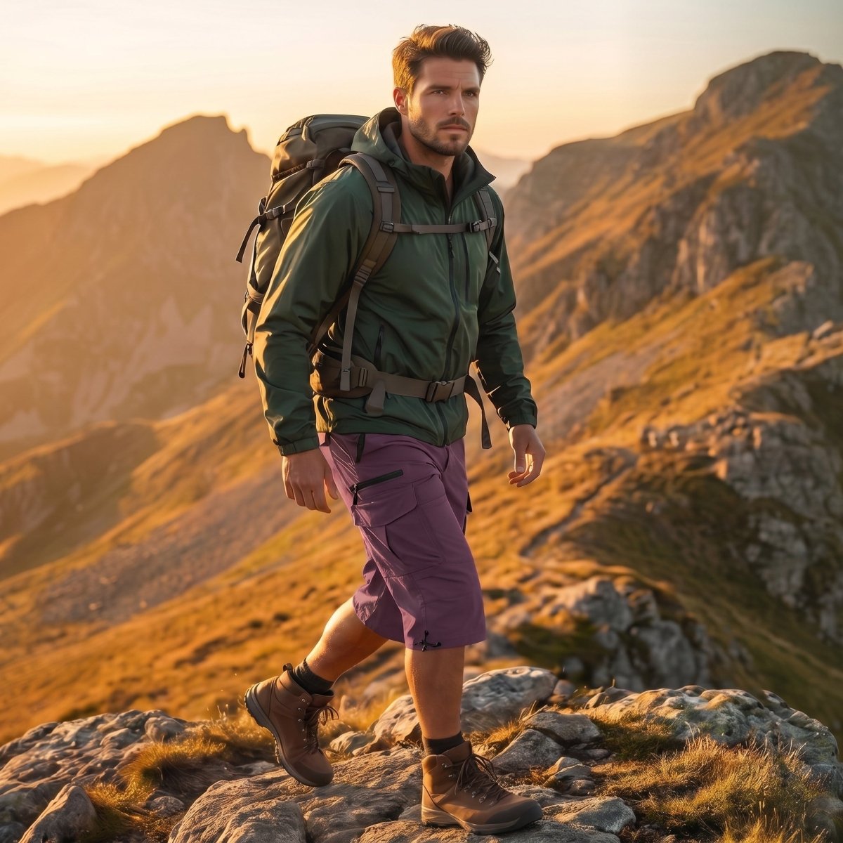 Mens Hiking Shorts 3/4 Quick Dry Cargo Shorts