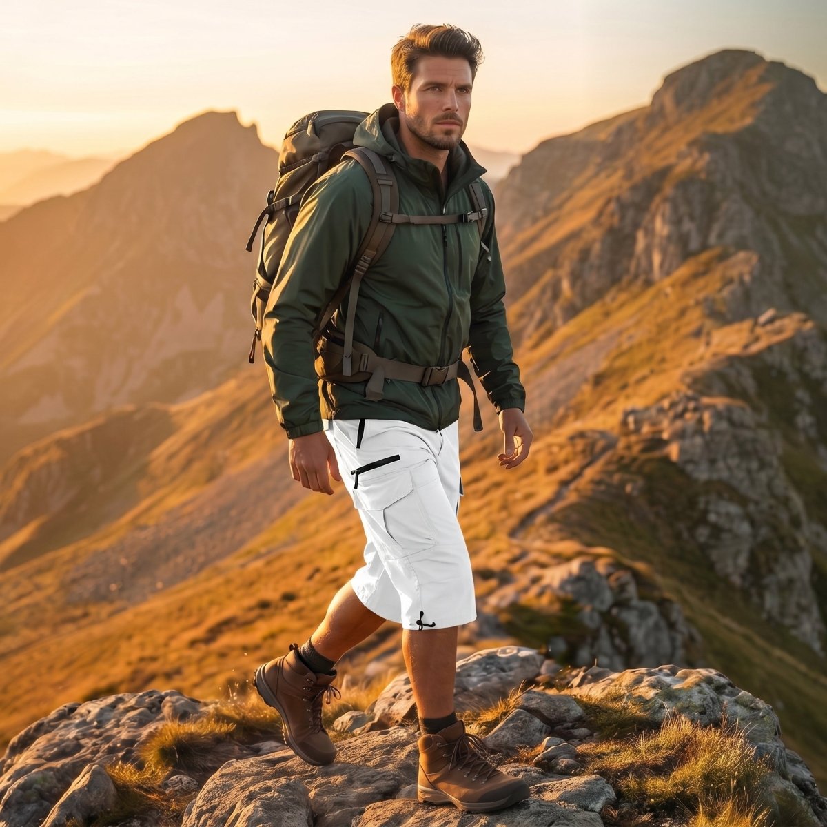 Mens Hiking Shorts 3/4 Quick Dry Cargo Shorts