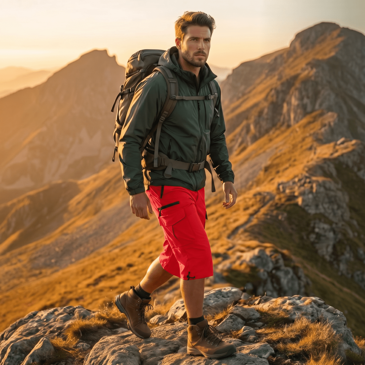 Mens Hiking Shorts 3/4 Quick Dry Cargo Shorts