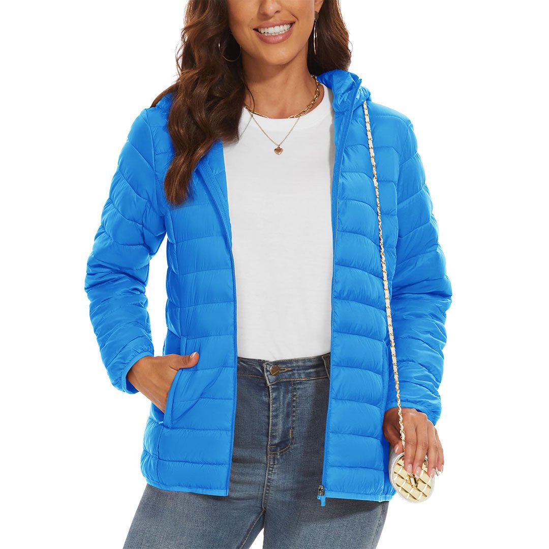 Women's Puffer Jacket Full-zip Water-Resistant Winter Hooded Coat