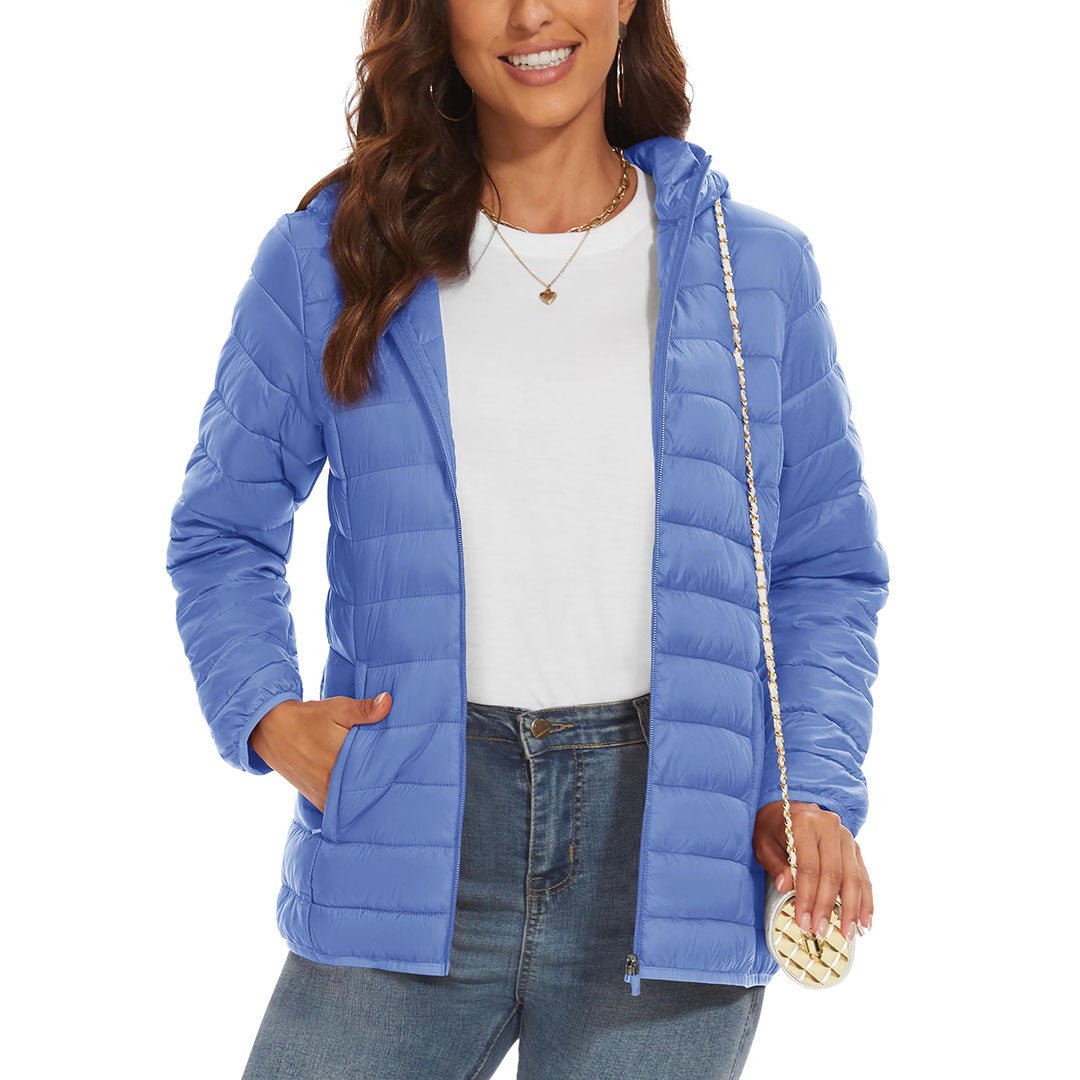 Women's Puffer Jacket Full-zip Water-Resistant Winter Hooded Coat