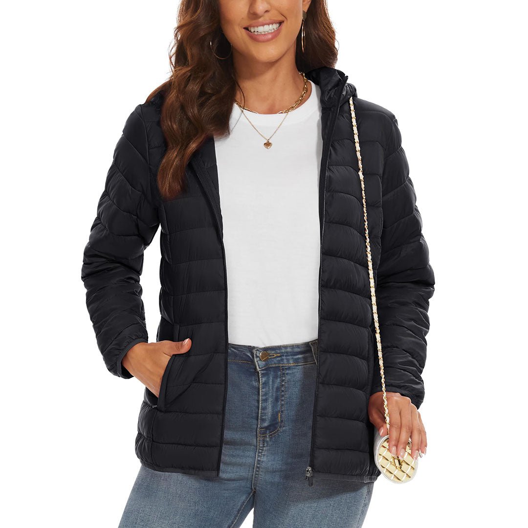 Women's Puffer Jacket Full-zip Water-Resistant Winter Hooded Coat
