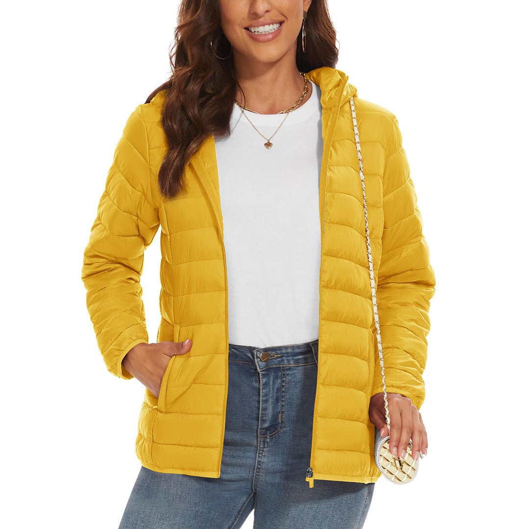 Women's Puffer Jacket Full-zip Water-Resistant Winter Hooded Coat