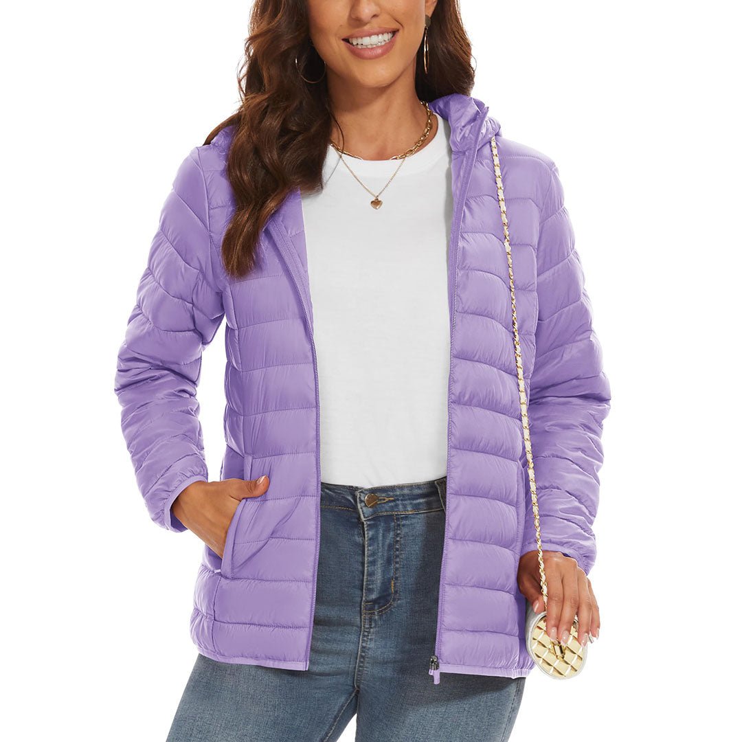 Women's Puffer Jacket Full-zip Water-Resistant Winter Hooded Coat