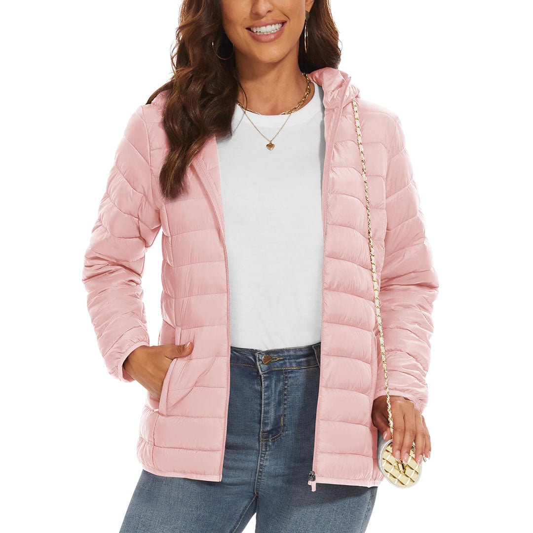 Women's Puffer Jacket Full-zip Water-Resistant Winter Hooded Coat