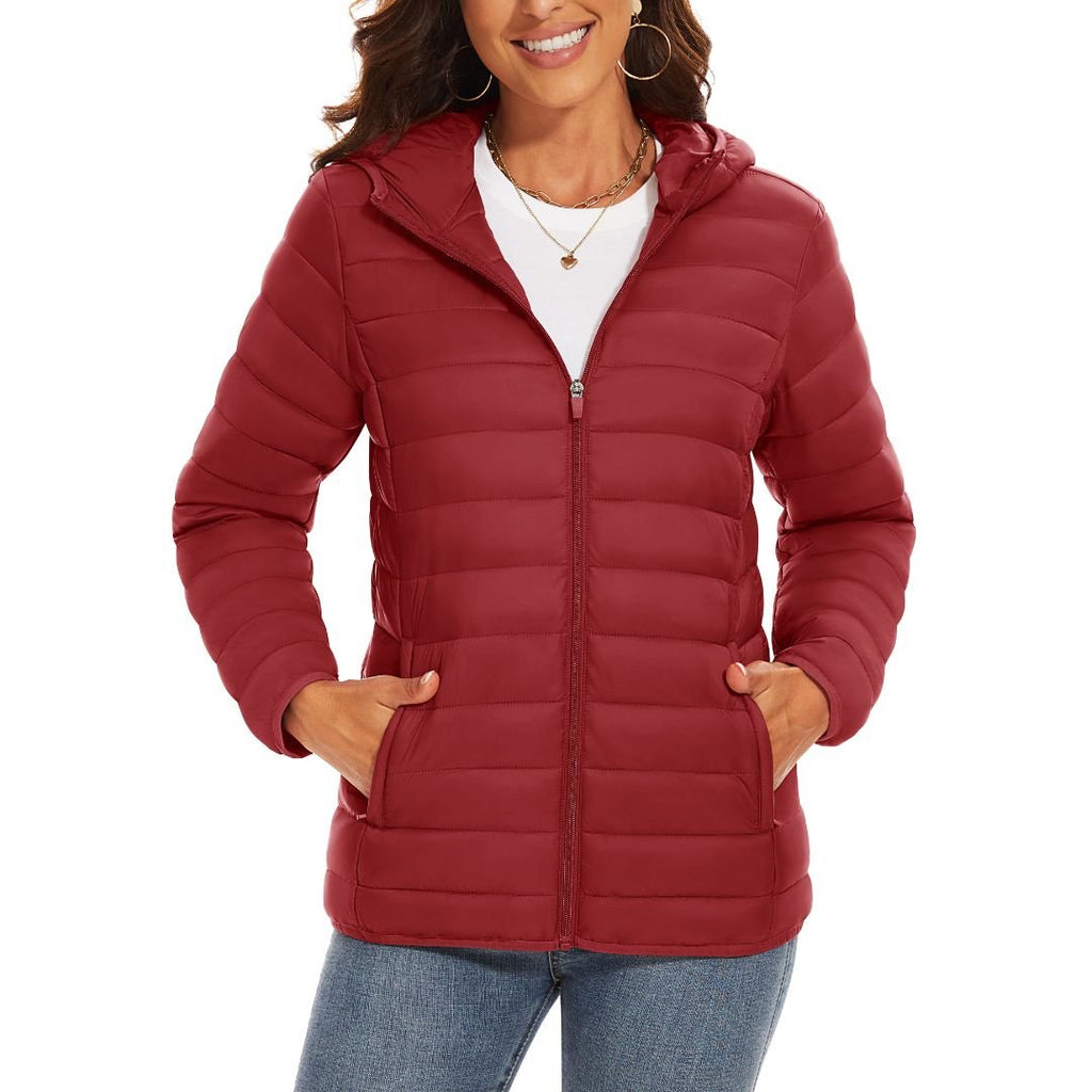 Women's Puffer Jacket Full-zip Water-Resistant Winter Hooded Coat