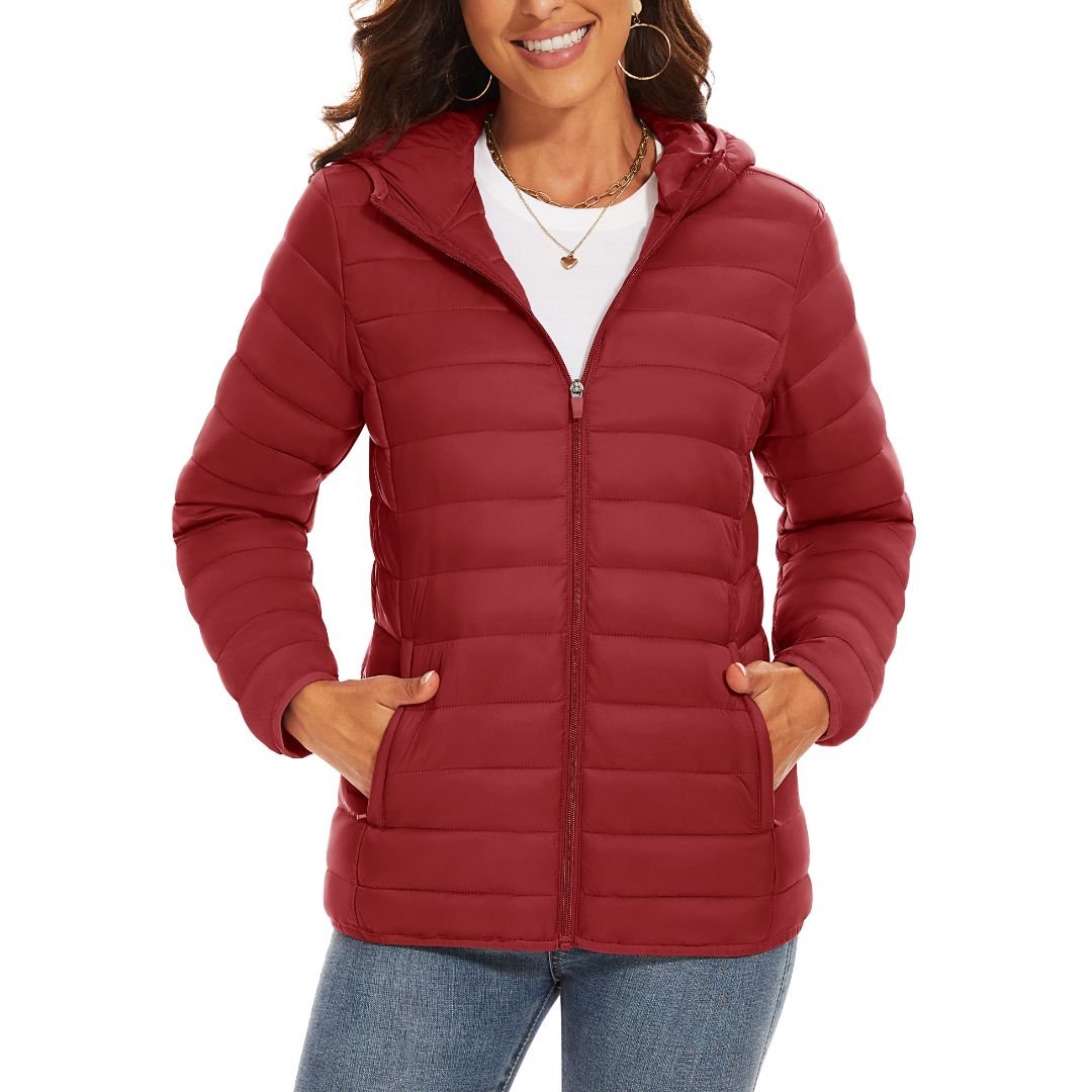 Women's Puffer Jacket Full-zip Water-Resistant Winter Hooded Coat