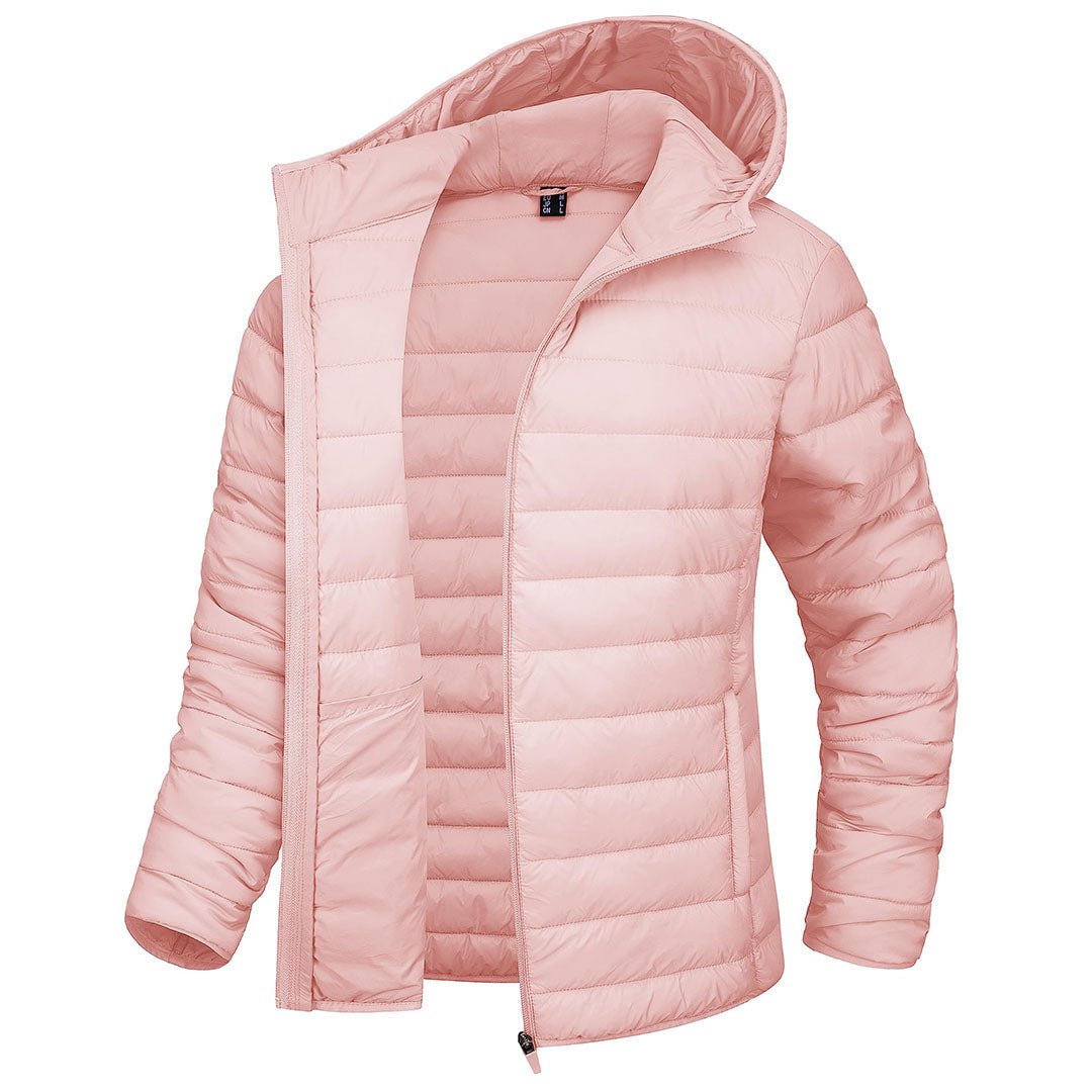 Women's Puffer Jacket Full-zip Water-Resistant Winter Hooded Coat