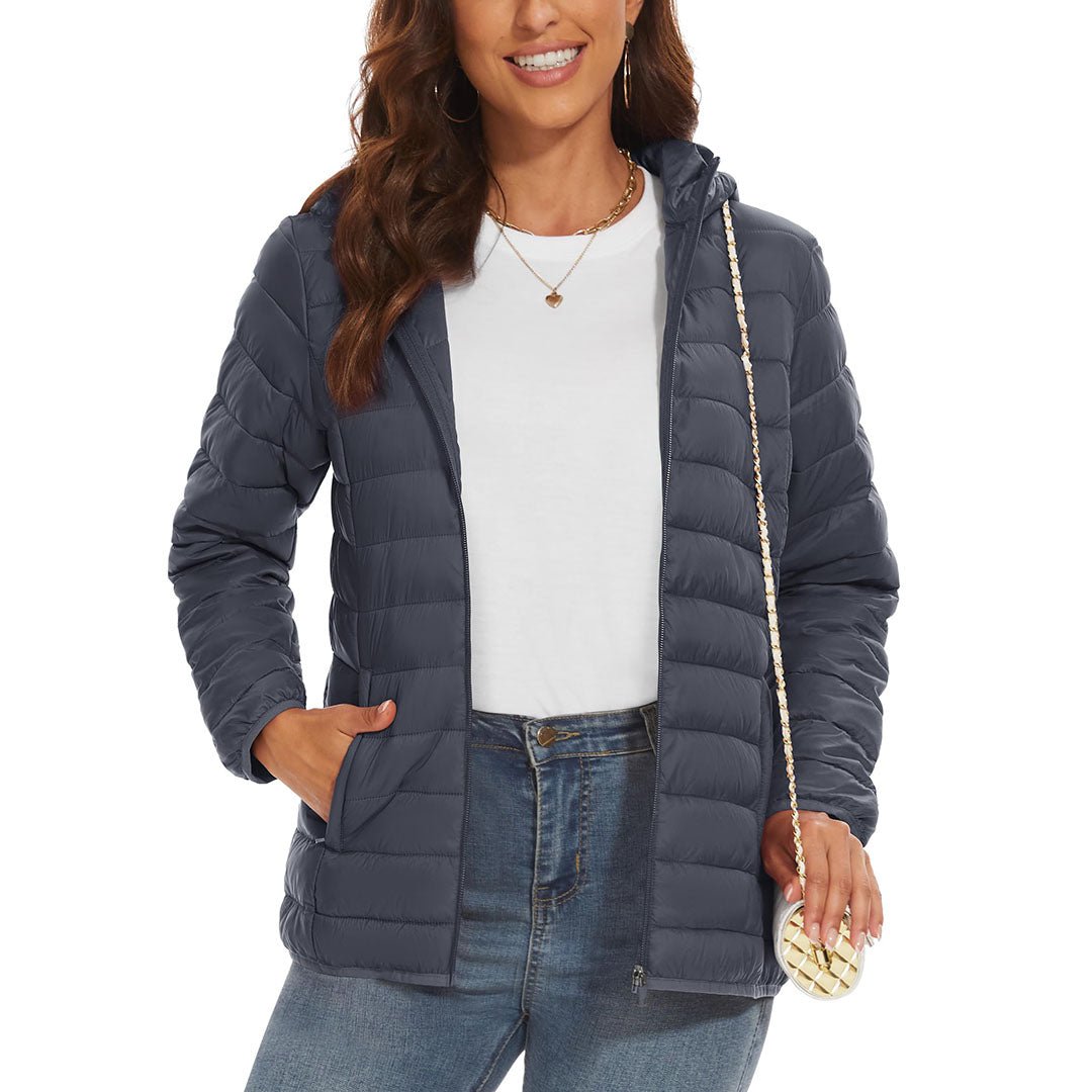 Women's Puffer Jacket Full-zip Water-Resistant Winter Hooded Coat
