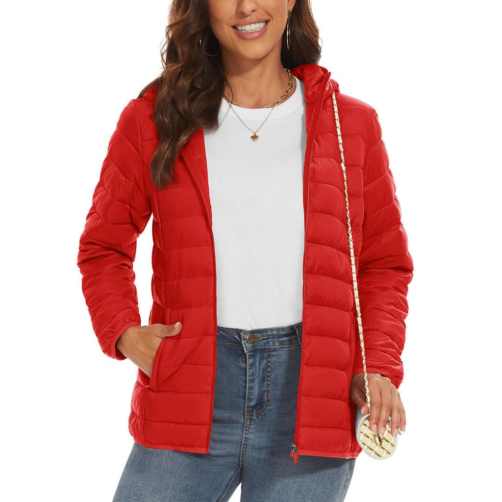 Women's Puffer Jacket Full-zip Water-Resistant Winter Hooded Coat