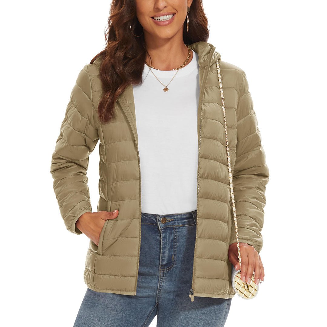 Women's Puffer Jacket Full-zip Water-Resistant Winter Hooded Coat