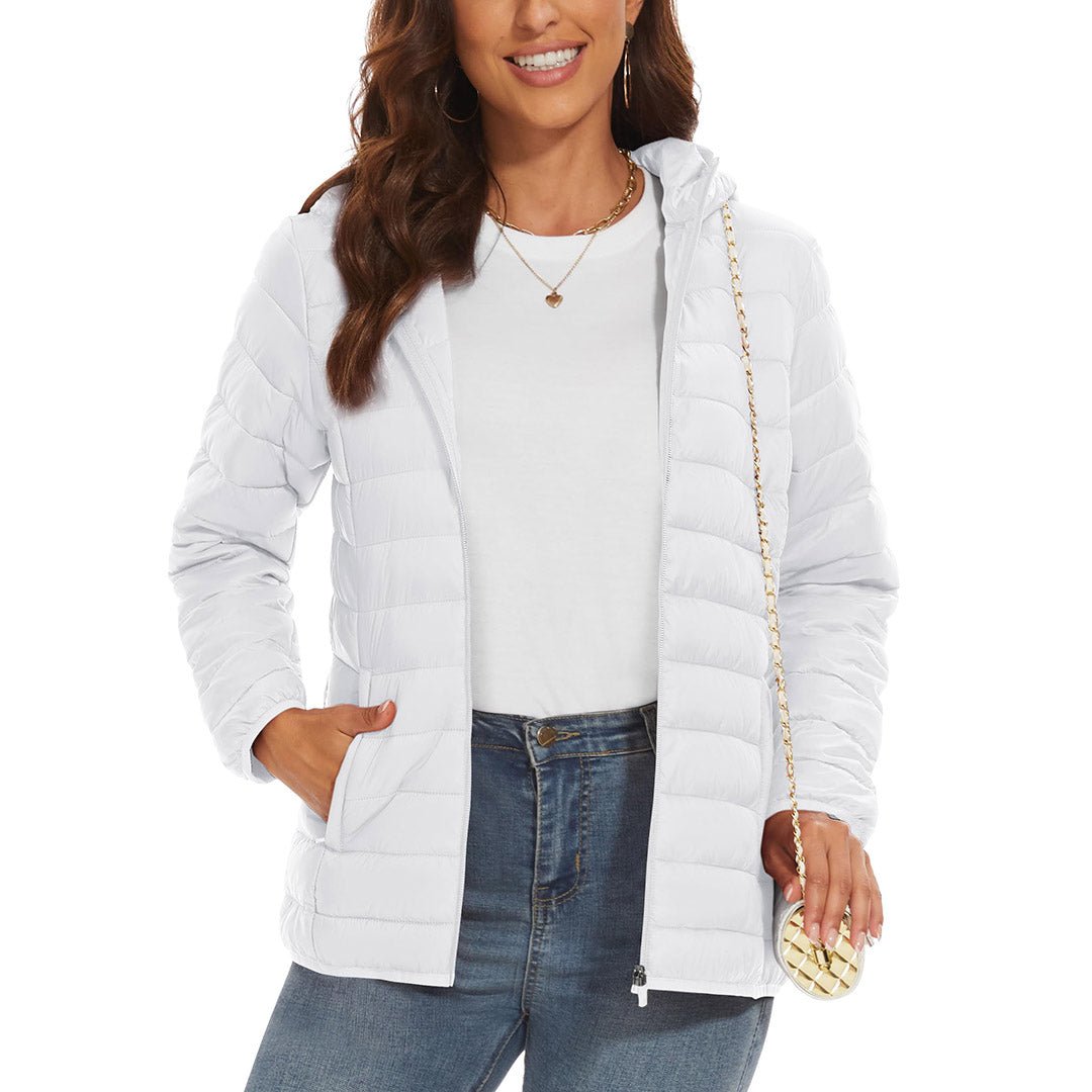 Women's Puffer Jacket Full-zip Water-Resistant Winter Hooded Coat